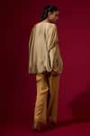 Omana By Ranjana Bothra_Gold Silk , Beads V-neck Top And Pant Set _Online_at_Aza_Fashions