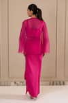 Shop_Omana By Ranjana Bothra_Pink Silk , Crepe, Embroidery Round Hot Designer Top Skirt Cape Set _at_Aza_Fashions