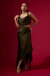 Buy_Omana By Ranjana Bothra_Green Silk , Crepe, Embroidery Round Army Designer Top And Skirt Set _Online_at_Aza_Fashions