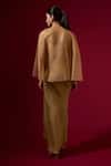 Shop_Omana By Ranjana Bothra_Gold Silk , Crepe, Embroidery Round Neck, Designer Top Skirt Cape Set _at_Aza_Fashions
