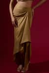 Buy_Omana By Ranjana Bothra_Gold Silk , Crepe, Embroidery Round Neck, Designer Top Skirt Cape Set _Online_at_Aza_Fashions