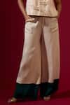 Shop_Omana By Ranjana Bothra_Ivory Satin, Organza Ruffles Round Neck Designer Top And Trouser Set _Online_at_Aza_Fashions