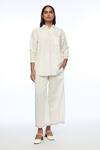 Buy_Payal Pratap_Ivory Handloom Cotton, Linen Collared Fargesiana Shirt _at_Aza_Fashions
