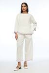Buy_Payal Pratap_Ivory Handloom Cotton, Linen Round Neck Oversize Top _at_Aza_Fashions