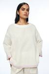 Shop_Payal Pratap_Ivory Handloom Cotton, Linen Round Neck Oversize Top _Online_at_Aza_Fashions