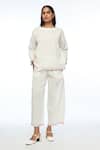 Buy_Payal Pratap_Ivory Handloom Cotton, Linen Galushkoi Elasticated Pants _at_Aza_Fashions
