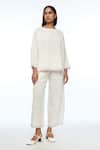 Payal Pratap_Ivory Handloom Cotton, Linen Galushkoi Elasticated Pants _Online_at_Aza_Fashions