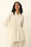 Shop_Payal Pratap_Ivory Handloom Cotton Embroidery Collared Rugosa Smocking Top _Online_at_Aza_Fashions