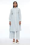 Buy_Payal Pratap_Blue Handloom Cotton Collared Powder Mollis Smocking Tunic _Online_at_Aza_Fashions
