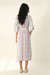 Shop_Payal Pratap_Blue Linen Collared Montana Check Dress _at_Aza_Fashions