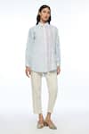 Buy_Payal Pratap_Blue Handloom Cotton Collared Powder Pouzinii Check Shirt _at_Aza_Fashions