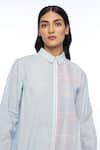 Shop_Payal Pratap_Blue Handloom Cotton Collared Powder Pouzinii Check Shirt _Online_at_Aza_Fashions