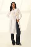 Buy_Payal Pratap_Ivory Handloom Cotton Embroidery Collared Sertata Smocking Tunic _at_Aza_Fashions