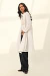 Payal Pratap_Ivory Handloom Cotton Embroidery Collared Sertata Smocking Tunic _Online_at_Aza_Fashions