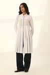Buy_Payal Pratap_Ivory Handloom Cotton Embroidery Collared Sertata Smocking Tunic _Online_at_Aza_Fashions