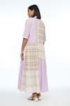 Shop_Payal Pratap_Purple Handloom Cotton Collared Setigera Check Dress _at_Aza_Fashions