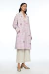 Buy_Payal Pratap_Purple Linen, Cotton Embroidery Notched Neck Checkered Designer Jacket _at_Aza_Fashions