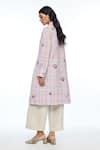 Shop_Payal Pratap_Purple Linen, Cotton Embroidery Notched Neck Checkered Designer Jacket _at_Aza_Fashions