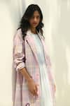 Payal Pratap_Purple Linen, Cotton Embroidery Notched Neck Checkered Designer Jacket _Online_at_Aza_Fashions