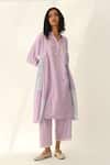 Buy_Payal Pratap_Purple Handloom Cotton Patchwork Collared Kokanica Tunic _at_Aza_Fashions