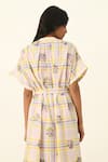 Shop_Payal Pratap_Ivory Handloom Cotton Embroidery Collared Koreana Check Belted Dress _Online_at_Aza_Fashions