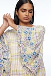 Shop_Payal Pratap_Ivory Handloom Cotton Embroidery Round Neck Oxyodon Check Dress _Online_at_Aza_Fashions