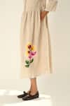 Shop_Payal Pratap_Beige Linen Embroidery Collared Massiana Dress _Online_at_Aza_Fashions
