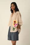Buy_Payal Pratap_Beige Handloom Cotton Embroidery Collared Helenae Oversize Shirt _Online_at_Aza_Fashions
