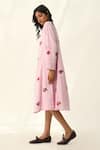 Payal Pratap_Pink Handloom Cotton Embroidery Round Neck Glomerata Rose Tunic _Online_at_Aza_Fashions