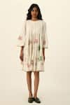 Buy_Payal Pratap_Ivory Handloom Cotton Embroidery Round Neck Mutabilis Tiered Dress _at_Aza_Fashions