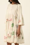 Buy_Payal Pratap_Ivory Handloom Cotton Embroidery Round Neck Mutabilis Tiered Dress _Online_at_Aza_Fashions