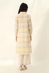 Shop_Payal Pratap_Ivory Handloom Cotton Embroidery Collared Pinetorum Check Tunic _at_Aza_Fashions
