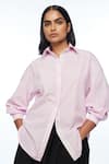 Shop_Payal Pratap_Pink Handloom Cotton Collared Gallicanae Shirt _Online_at_Aza_Fashions