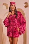 Nitara Dhanraj Label_Pink Crepe Collared Designer Shirt And Shorts Set _Online_at_Aza_Fashions