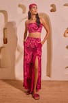 Buy_Nitara Dhanraj Label_Pink Crepe Designer Blouse And Pant Set _at_Aza_Fashions