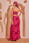 Shop_Nitara Dhanraj Label_Pink Crepe Designer Blouse And Pant Set _at_Aza_Fashions
