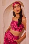 Nitara Dhanraj Label_Pink Crepe Designer Blouse And Pant Set _Online_at_Aza_Fashions