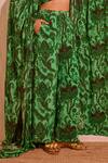 Nitara Dhanraj Label_Green Crepe Open , Square Designer Cape Bustier Pant Set _Online_at_Aza_Fashions