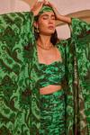 Nitara Dhanraj Label_Green Crepe Open Neck Printed Cape Bustier Skirt Set _Online_at_Aza_Fashions
