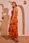 Shop_Nitara Dhanraj Label_Orange Crepe Sweetheart Neck Printed Corset And Draped Skirt Set _at_Aza_Fashions