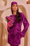 Buy_Nitara Dhanraj Label_Purple Crepe Round Neck Iris Designer Dress _Online_at_Aza_Fashions