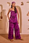 Buy_Nitara Dhanraj Label_Purple Crepe Round Neck Iris Designer Kurta And Pant Set _at_Aza_Fashions