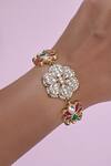 Shop_Shlok Jewels_Multi Color Diamonds, Gemstones Jadau Kundan Rakhi With _at_Aza_Fashions