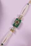 Shlok Jewels_Multi Color Gemstones Jadau Kundan Rakhi With _Online_at_Aza_Fashions