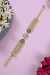 Buy_Shlok Jewels_Multi Color Crystals, Gemstones Handcrafted Jadau Kundan Rakhi _at_Aza_Fashions