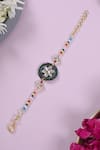 Buy_Shlok Jewels_Multi Color Gemstones Jadau Kundan Rakhi With Semi-precious _at_Aza_Fashions