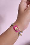 Shop_Shlok Jewels_Multi Color Gemstones Jadau Kundan Rakhi With _at_Aza_Fashions