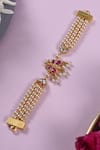 Buy_Shlok Jewels_Multi Color Gemstones, Pearls Jadau Kundan Coloured Rakhi _at_Aza_Fashions