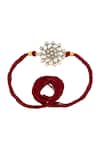 Shop_Sangeeta Boochra_Gold Gemstones, Beads Royal Radiance Silver Rakhi _at_Aza_Fashions