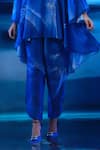 Mandira Wirk - Indian_Blue Chanderi Embroidery Split V-neck Kurta Pant Set _Online_at_Aza_Fashions